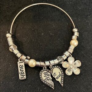 Silver Charm Bracelet with Bead Accents